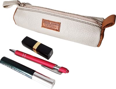 Toetie & Zo - Etui - Leer - Rol - Beige - Cognac - Makeuptasje - Pennenetui - Handgemaakt - 20bx6hx6d
