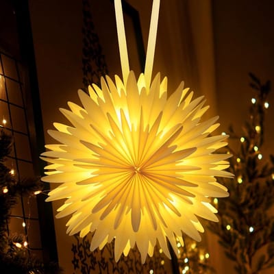 Vouwbare 3D Kerstster van 45 cm met Warm Witte Verlichting, Papieren Hangster voor Raamdecoratie en Feestdagen