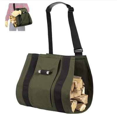 Brandhout tas - Draagbare houder - Outdoor activiteiten - Grote capaciteit - 95x42.5x47.5cm - Groen