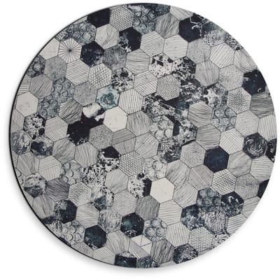 Dibond Wandcirkel - Patroon met Grijs - 30x30cm Foto op Aluminium Wandcirkel (met ophangsysteem)