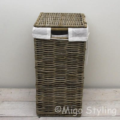 Wasmand-Opbergmand-38x30xH58-Met binnenzak-riet-Rotan