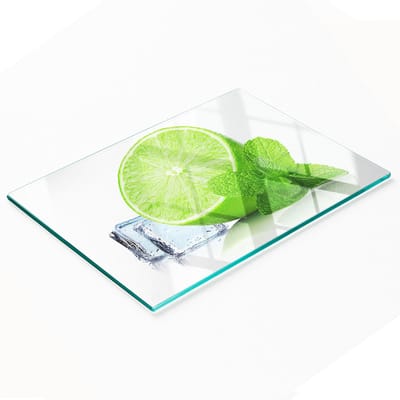 Decoratieve glazen keukensnijplank Lime with Ice 80x52 cm