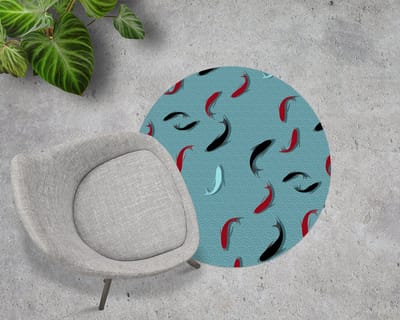 Coloray Vloerbeschermer - Karper- en golfpatronen Stoel Mat - 100x100 cm - Veelkleurig Computer Stoel Mat - Vloerbeschermer Bureaustoelmat - PVC Vloerbeschermer - Ronde Mat - Dieren Thema