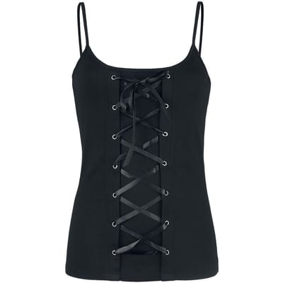 Gothicana by EMP - Gothic Top - Black Top with Lacing and Thin Straps - S tot XXL - voor Vrouwen - zwart