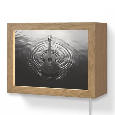 Wandlamp 20x15 cm - Oplaadbaar - Gitaar - Hout - Water - Wandlampen binnen woonkamer - Slaapkamer lamp met kabel - Decoratieve nachtlamp - Vloerlamp snoer