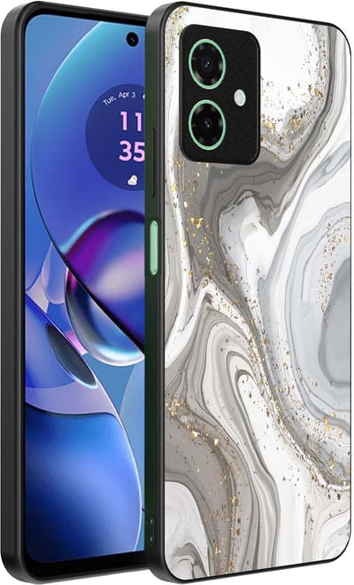 Smartphonica Telefoonhoesje Geschikt voor Motorola Moto G64 met marmer opdruk - TPU backcover case marble design - Zilver geschikt voor Motorola Moto G64