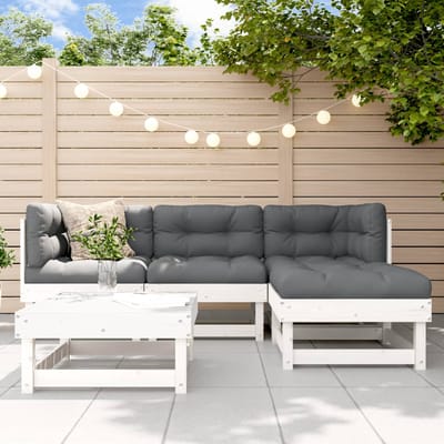 vidaXL - 5-delige - Loungeset - massief - grenenhout - wit