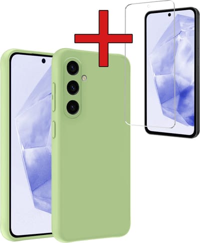 Hoesje - Met Screenprotector - Geschikt voor Samsung Galaxy A35 - Sterk & Shockproof - Telefoon Hoes - Back Cover - Siliconen Case - Telefoonhoes - Groen