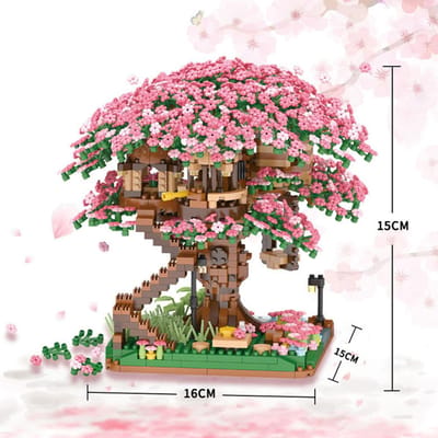 KNEW BUILT Tree House Mini Building Block Toys-DIY Free AssemblyTime-KillingHome Decor Gifts for Girls and Kids' Festival with box