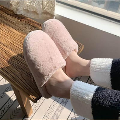 Dames Winter Binnenpantoffels Effen Kleur Katoen Platte Schoenen Huis Antislip Zachte Zool Warme Pluche Schoenen Kraamperiode Schoenen 36-37