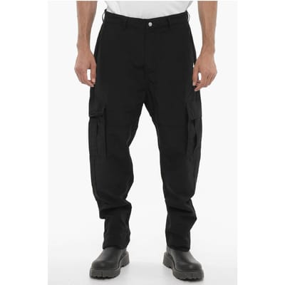 Nylon cargobroek met geborduurd logo in zwart