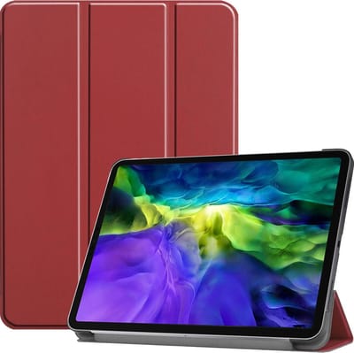 Hoesje - Geschikt voor Apple iPad Pro (2020) - 11 inch - Dun & Stevig - Hardcover Book Case - Trifold Bookcase Hoes - Hard Cover - Tablethoes - Donkerrood