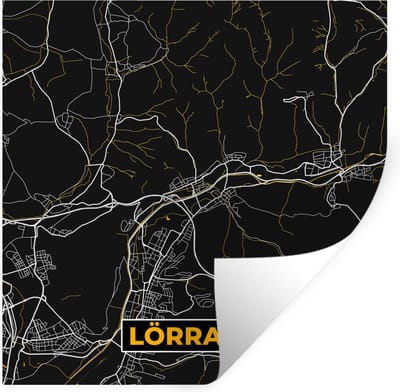Muurstickers - Sticker Folie - Stadskaart – Kaart – Lörrach – Gold – Duitsland – Plattegrond - 100x100 cm - Plakfolie - Muurstickers Kinderkamer - Zelfklevend Behang XXL - Zelfklevend behangpapier - Stickerfolie