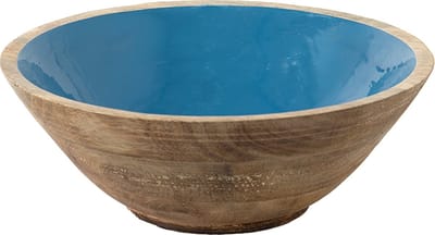 Clayre & Eef Decoratie schaal Ø 25x10 cm Blauw Bruin Hout