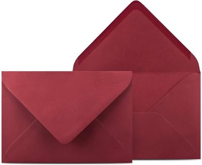 200 enveloppen DIN C6 donkerrood - 11,4 x 16,2 cm - enveloppen met 120 g/m² natte plakrand tip flap - enveloppen zonder venster - Colours-4-you