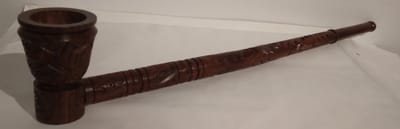 Tulip Cone One Stripe Carved Long Wooden Pipe 29 cm