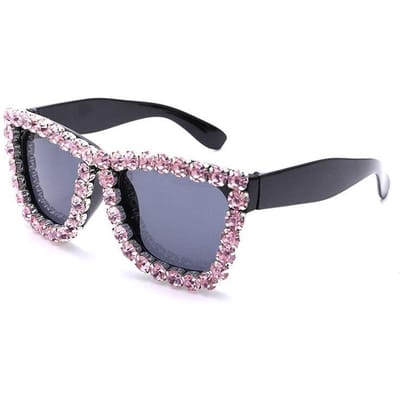 Groot frame Strass Frame Vierkant Zonnebril Dames Diamant Brillen Designer Mode Zonnebrillen UV400 Brillen voor Vrouwen gray