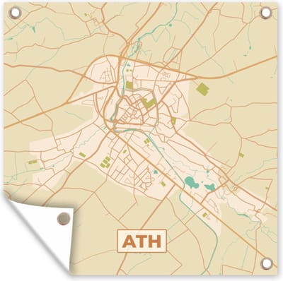 Tuin poster Kaart - België - Ath - Stadskaart - Plattegrond - 200x200 cm - Tuindoek
