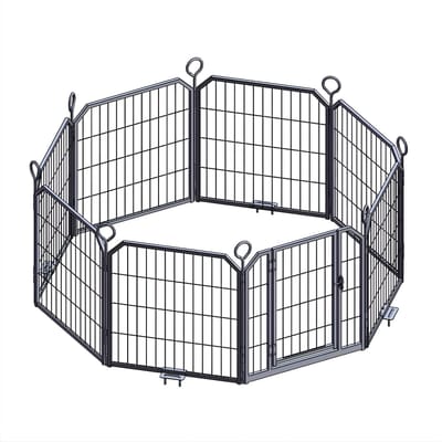 Hondenren - Voor binnen- en buitengebruik - 8-panel draagbare opvouwbare oefenpen - Inclusief draagtas, puppy speeltuin voor huisdieren - zwart-80cm Height