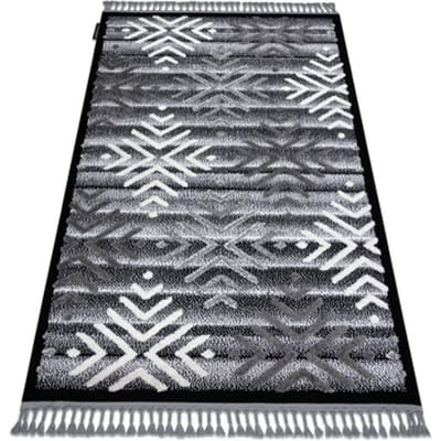 Kleden Rugsx Tapijt MAROC P658 Sneeuwvlokken zwart / grijskleu 120x170 cm