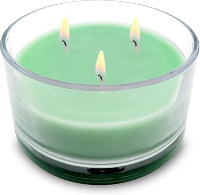 3-wick kaars in glas Ø 13 cm groen ongeurend lang brandende multi-wick kaars blokkers kaars kaars in glas rond