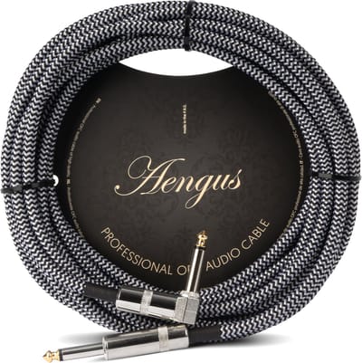 Áengus Silver Tweed Gitaarkabel Instrumentkabel - 6.35mm mono jack plug haaks/recht - 6 meter