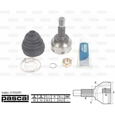 Homokineet reparatie set, aandrijfas PASCAL G1P025PC