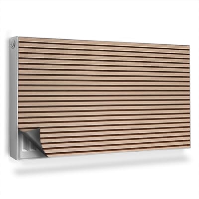 Wallfluent Magnetische Radiatorfolie - Radiator Mat Bescherming Tegen Krassen - 110x60 cm - Lichte Natuurlijke Houten Lamellen, Vlak - Radiatorfolie -40 Tot 60°C - Beige Horizontale Lamellen Decoratieve Radiator Magic