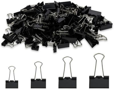 Nietjes Set - Klemmen Assortiment - Documenten Sorteren - Vier Maten - 200 Stuks - Zwart