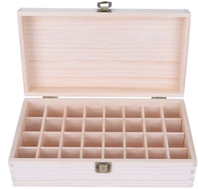 Dailygoods- Opbergkoffer Houten - Opbergdoos voor Etherische Olie - Displaybox - Afneembaar Vak - Veilig voor SPA Salon - 32 Roosters