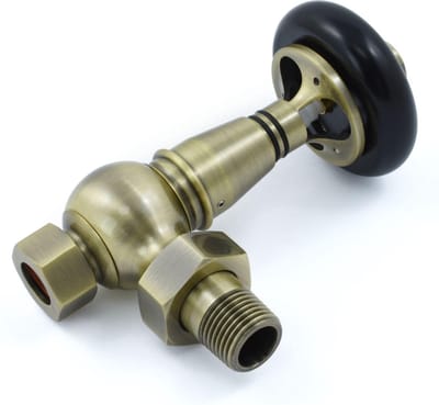 Haakse thermostatische antieke radiatorkraan Old England - Kleur Antiek Brons
