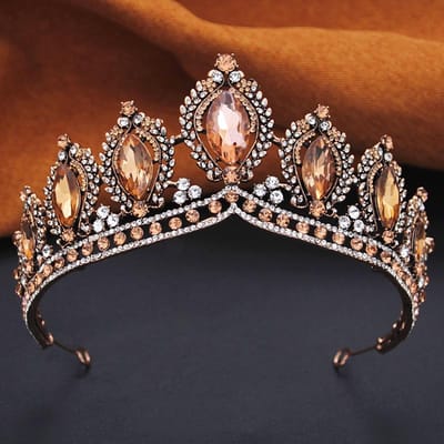 Couronne de Mariage en Cuivre Antique Tiaras et Couronnes de Mariée Bijoux de Cheveux Coiffe de Fête de Concours Cadeaux Ornements de Tête brown
