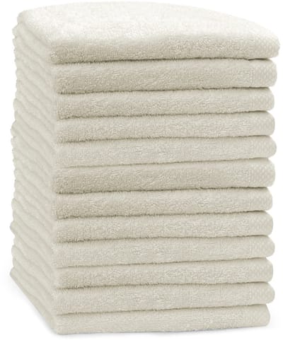 Eleganzzz Handdoeken Set - Set van 12 - Handdoek 50x100cm - 420 gr/m2 - 100% Katoen - ivory