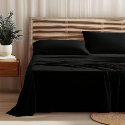 Donsdekenhoes set tweepersoonsbed 180x200 Microvezel Zwart 4-delig