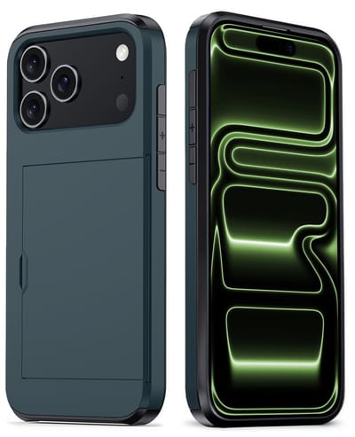 Hoes Geschikt voor iPhone 17 Pro / 18 Pro Hoesje Hard Case Met Pas Houder - Hoesje Geschikt voor iPhone 17 Pro / 18 Pro Hoes Shockproof Hard Cover Met Kaarthouder - Donkerblauw