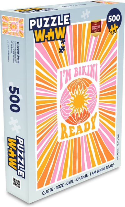 Puzzel Quote - Roze - Geel - Oranje - I am bikini ready - Legpuzzel - Puzzel 500 stukjes