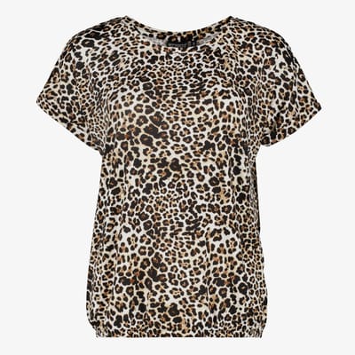 TwoDay dames T-shirt met panterprint bruin - Maat S