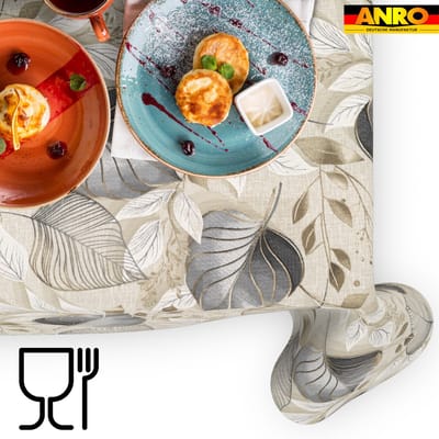 ANRO Tafelkleed Palladium Grijs 140cm x 20m Rechte rand Afwasbaar Waterafstotend Binnen & Buiten