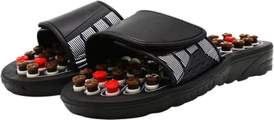 Massageslippers Voor Mannen & Vrouwen – Chinese Acupressuur Therapie, Draaiende Voetmassage Sandalen, Unisex Voetverzorging, Reflexologie - Zwart - Maat 38-39