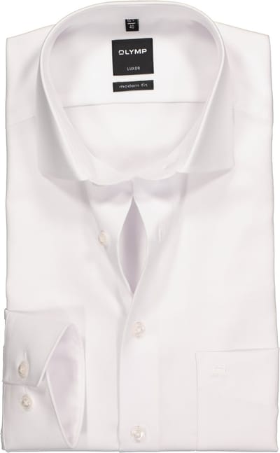 OLYMP Luxor modern fit overhemd - wit twill - Strijkvrij - Boordmaat: 38