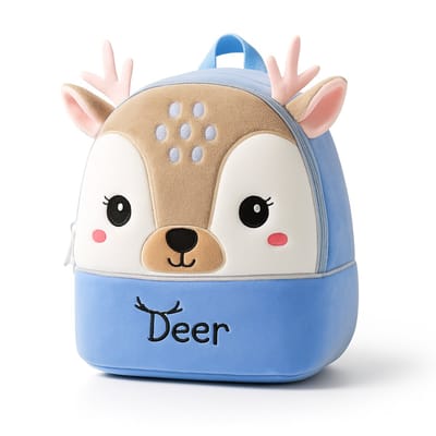 BoefieBoef Rendier Fleece Kinderrugzakje 5L - Zachte Peuter & Kleuter Rugtas Jongens & Meisjes - Ideaal voor Opvang, Crèche, Knuffel & Speelgoed - Lichtgewicht Cadeau Kind - Schattig Tasje - 27x24x7cm