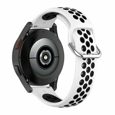 By Qubix - Siliconen sportbandje met gesp - Wit + zwart - geschikt voor Huawei Watch 5 - 46mm