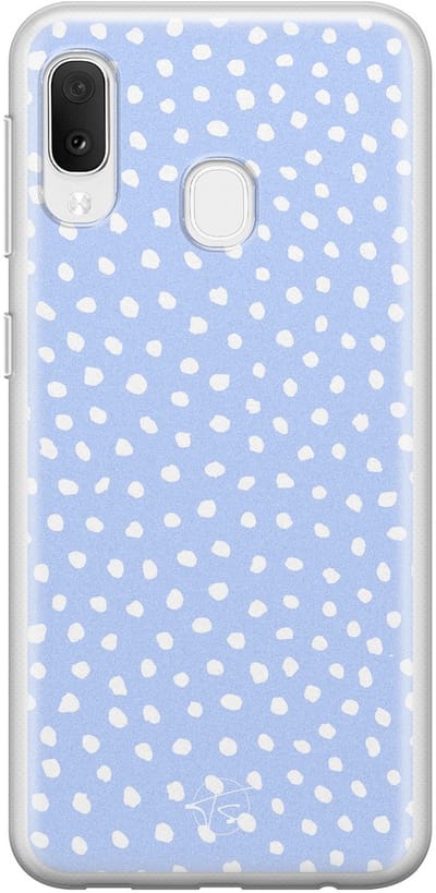 Hoesje geschikt voor Samsung Galaxy A20e - Paars lila stippen - Soft Case - TPU - Gestipt - Paars - Mooie Telefoonhoesjes
