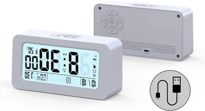 Digitale Wekker - Spiegelklok - Wakker Worden - Stille Werking - 137x75mm - Wit