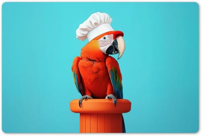 Placemats 45x30 cm - Placemat kunststof - 1 stuk - Ara - Koksmuts - Sokkel - Grappig - Borden onderleggers - Decoratie voor op tafel - Keuken tafeldecoratie accessoires - Vinyl onderlegger - Tafelversiering
