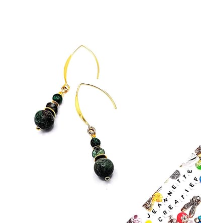 Jeannette-Creatief® - Natuursteen - Afrikaanse Turquoise Goud - Oorbellen met Natuursteen - Oorbellen met African Turquoise - Groene Oorbellen - Turquoise - Dames Oorbellen - Oorhangers - Oorbellen Dames - Sieraden - Herfstlook