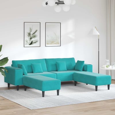 vidaXL Bank 3 st Turquoise Fluweel