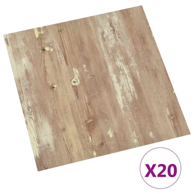 vidaXL - Zelfklevende - Vloerplanken - Bruin - en - wit - 30,5 - x - 30,5 - cm - 20 - st - PVC