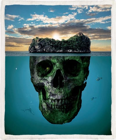 Fleece Deken Skull Island – 150 x 200 cm – Sherpa – Coloured House