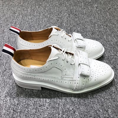 Dames Boutique Schoenen Strik Wit Pebble Kalfsleer Long-Wing Brogue Sneaker Kalfsleer Origineel Leer Tb Schoenen 37 wit
